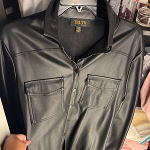 Truth Black Faux Leather Shirt